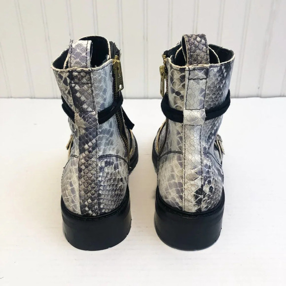 ALLSAINTS Donita Goat Leather Animal Print Snake Embossed Lace Up Combat Boot 38 - Picture 7 of 13